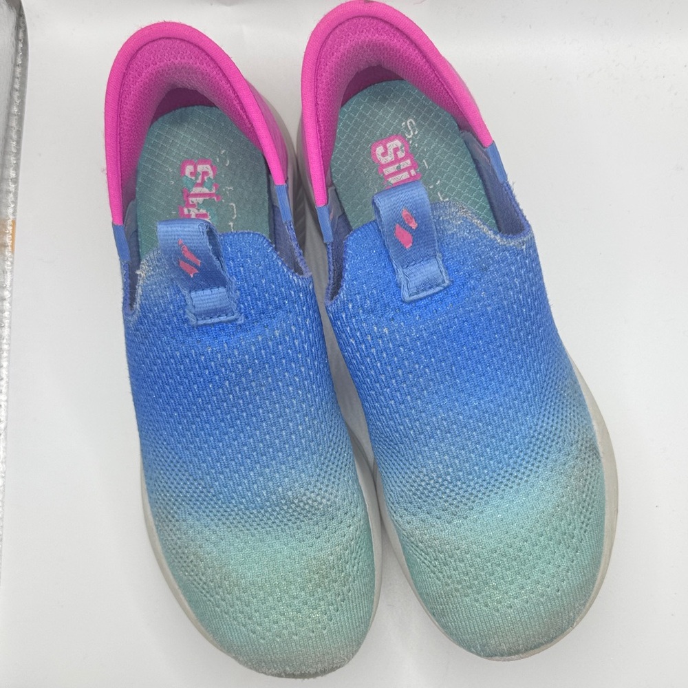 Skechers Slip-Ons Shoes Blue Pink Aqua Size 1.5 Child